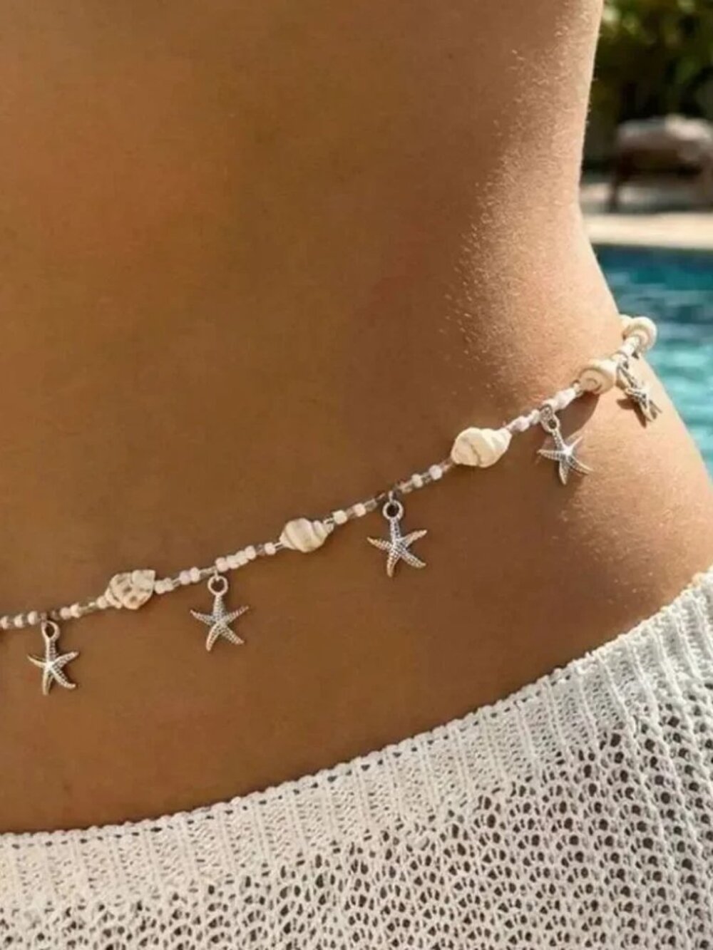 Silver Starfish Shell Waist Chain R271